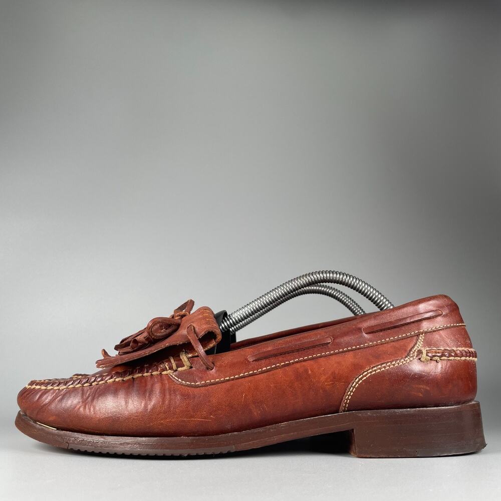 Cole Haan Men's 11 W Brown Leather Tassel Kilt Loafers Slip On Dress Shoes GUC